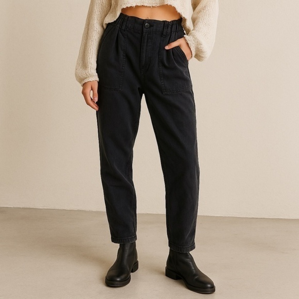 AMO charcoal drapey linen cotton army pants